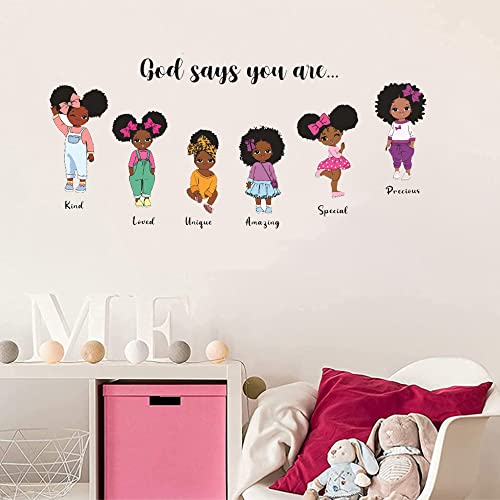 Cooli Black Girl Magic Inspirational Quote Words Wall Stickers,God Says You Are Unique Wall Decals,African American Afro Baby Cooli-46 0 #TOP4