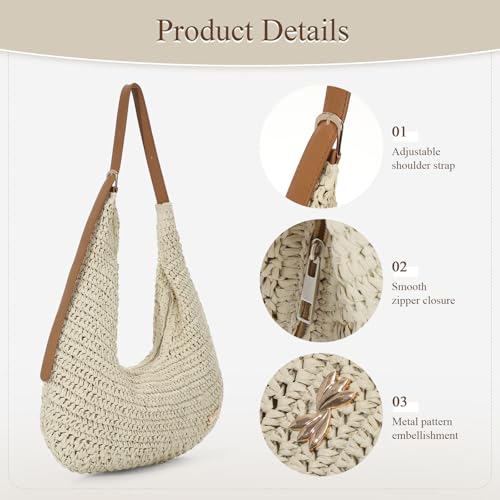 Bolso de paja para mujer tipo Tote verano playa miniatura 5