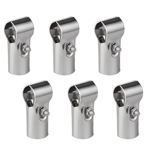 6 Stück T-Rohrverbinder 25mm, Strukturelle Rohrverbinder Kettenglied Zaun Klemme Verstellbare Edelstahl-Zaunklemme mit Schrauben Muttern für Maschendrahtzaun und Geländer