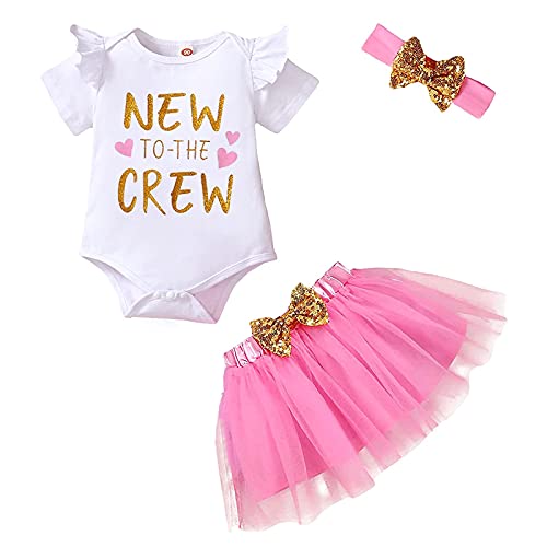 Image of Newborn Baby Girl Outfits Infant Letter Print Romper+Tutu Skirt+Headband+Legging Warmer Coming Home Clothes Set
