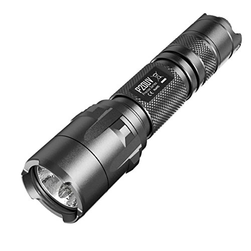 NiteCore P20UV Tactical Strobe Ready LED Flashlight with 4 UV Light, Black