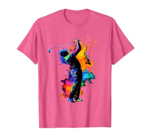 Colorful Golfer Golf Golfing T-Shirt, Men, Pink Heather, 3X-Large