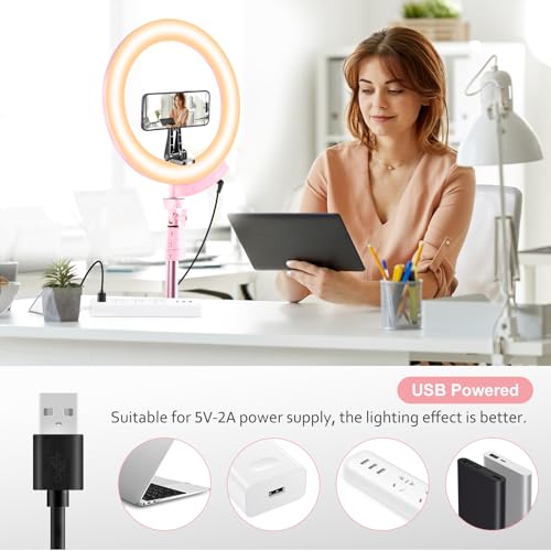 Aureday Anel de luz de selfie de 30,5 cm com suporte de tripé de 152 cm e suporte magnético para tel