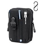 [BEEL] カラビナ付き 多機能ポーチ ヒップバッグ ウエストポーチ メンズ マルチケース 軽量 大容量 アウトドア 作業 サバゲー 小物収納バッグ ブラック