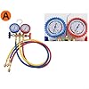 Solaughguy Manifold Gauge Set for Air Conditioning Service, 2-Way Brass Manifold with 0.9m Fluorinated Hoses, R12/R22/R404A/R134A Pressure Reading, #3