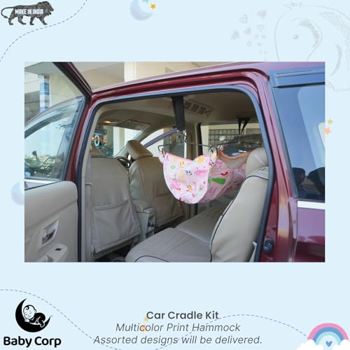 Image of Car Cradle Hammock for 0 to 3 Year Baby | Cotton Jhula with Adjustable Belt & Hanger | Portable Nap Kit Setup in Seconds