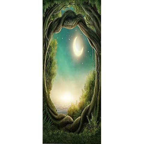 A.Monamour 3D Fantasy Forest Door Stickers Cover