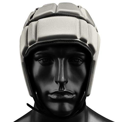 EliteTek Soft Padded Helmet Headgear Protection: 7on7 Tournaments, Flag Football, Team Sports, Training, Rugby, Lacrosse, Soccer, Practice & Epilepsy FITS Youth & Adult! (Silver, Large) - Thumbnail 3