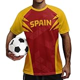FishDing Fußballtrikot für Herren, Sporttrikot, Sommer, kurzärmelig, Fußball-Fans, T-Shirts, Fußballtrikot, S-4XL, Flagge Spaniens, M