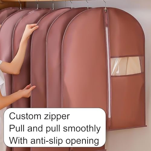 5 Pack Hanging Garment Bags for Clothes - Dustproof Suit & Jacket Storage Covers with C Window Design, 60x120cm (24x47in), Gray, Perfect for Travel & Home Organization image 4