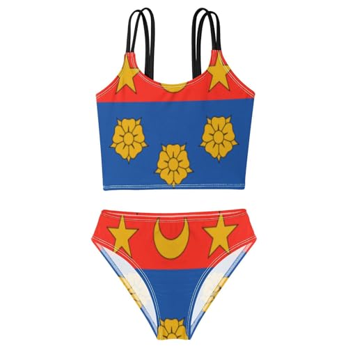 Maillot de bain fille col rond extensible 2 pièces de natation GuoChe