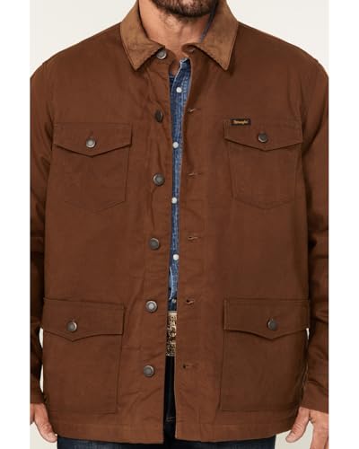 Wrangler Men's Canvas Flannel Lined Button-Down Barn Jacket Brown US3