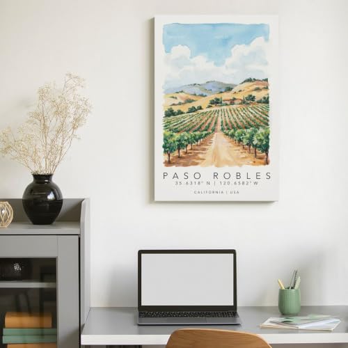 Paso Robles Poster voyage aquarelle 40x60cm pour décoration