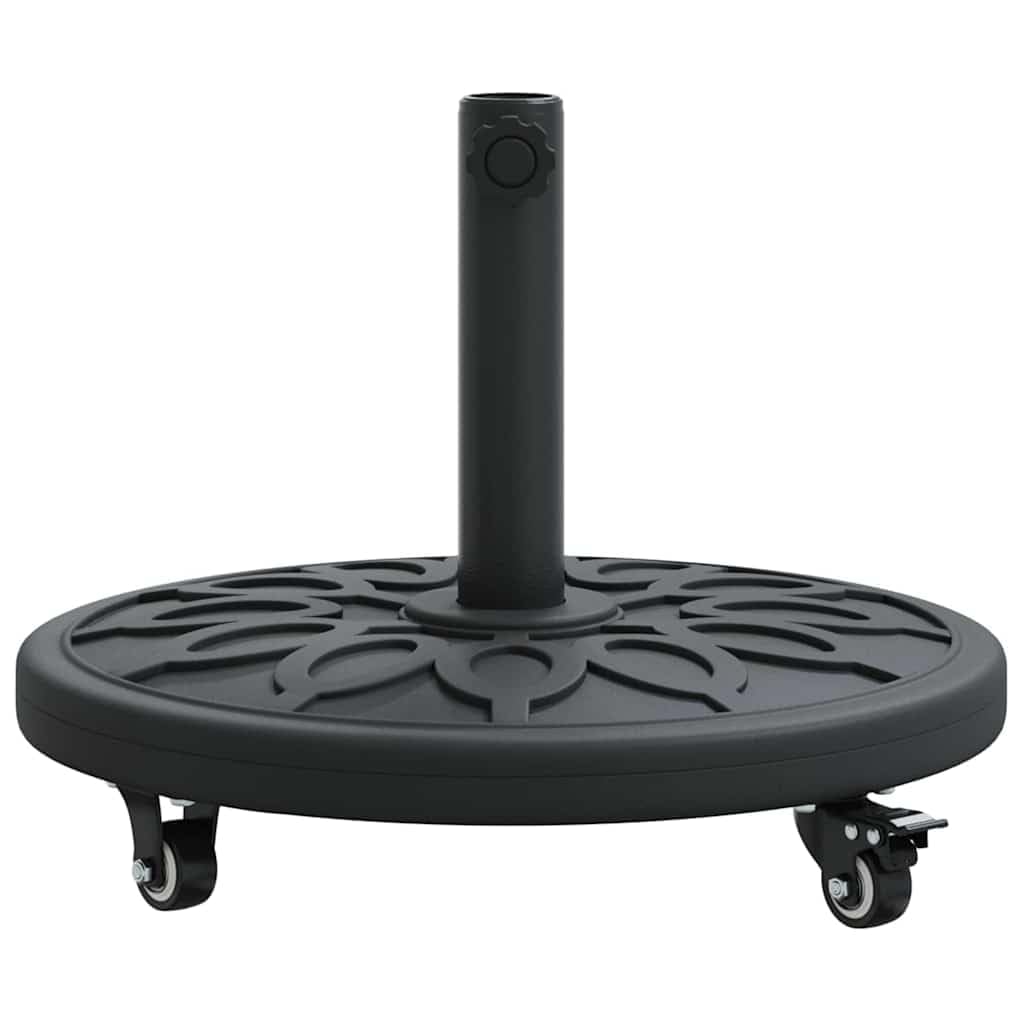 Stojak na parasol przeciwsłoneczny Art Deco, czarny, z żelaza, Ø 45 cm i 4 kółkami, odporna na warunki atmosferyczne, napełniana podstawa do ogrodu, na taras i balkon, stabilny uchwyt na
