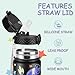 GOPPUS Kids Water Bottle (Straw Lid) - 14 Oz Stainless Steel Travel Bottle, Double Wall Vacuum Leak Proof Kids Cup for School Boys Girls,Space dinosaur