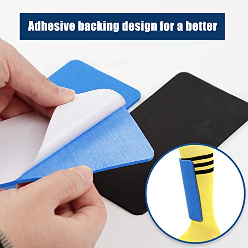 4 Pairs Ski & Snowboard Shin Pads Guards - Adhesive Ski Boot Inserts Protector Foam Pads For Shinbang/Shinbite For Ski Racing Junior Women Men, Helps Prevent Shin Burns (Red + Blue) #TOP3