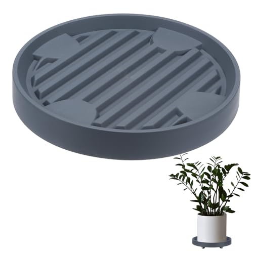 M METERXITY Soporte para Plantas con Ruedas, Carro de Plantas Redondo de 28cm con Ruedas Ocultas para Macetas de Interior/Exterior, 360° Carro de Plantas [132 Libras, Gris]