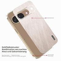 ILING Hülle für Google Pixel 10 / Google Pixel 10 Pro, Gebürstetes Texturdesign Prämie Handyhülle aus Leder-Finish, Ultradünne Weich Silikon TPU Bumper Stoßfeste Schutzhülle (Gold) – Ansicht 3