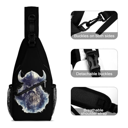 Valhalla-Viking Norse Mythology God Crossbody Sling Backpack Casual Chest Bag Fanny Pack for Women Men Travel Hiking3