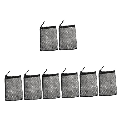 BESPORTBLE 8pcs Mesh Sports Storage Bag Capacity Drawstring Holder for Golf Baseball More Breathable Design Versatile Organizer for Sundries Black