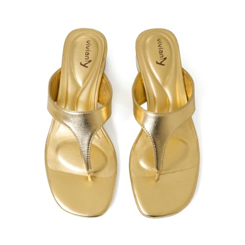 Image of vivianly Women's Suede Low Chunky Block Heel Flip Flops Square Toe Thong Heeled Sandals Casual Slip On Mules for Work Beach Casual Outings