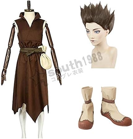 Amazon 完全セット コスプレ Dr Stone ドクターストーン 大木 大樹 おおきたいじゅ コスプレ衣装 ウィッグ 靴セット クリスマス イベント お祭り 女性l コスプレ 仮装 通販