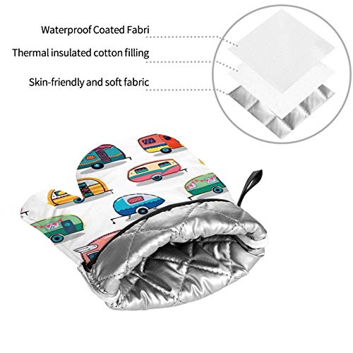 Msguide Happy Camper Oven Mitts And Pot Holders Sets, Heat Resistant 4 Pcs For Safe Bbq Cooking Baking Grilling #TOP6