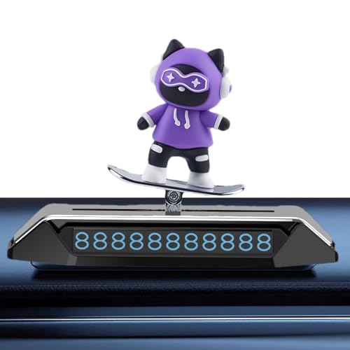 LearnLyrics de registro de aparcamiento de coche, número de aparcamiento temporal para coches, registro de teléfono automático con gato de monopatín de dibujos animados,