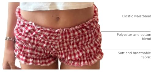Image of Yuemengxuan Y2k Plaid Shorts Baggy Boxer Shorts for Women Elastic Waist Casual Lounge Bottom Gingham Pajama Shorts Sleepwear