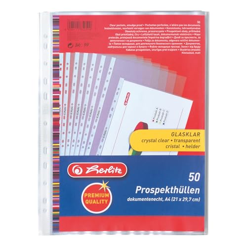 Herlitz 5850508 Prospekthülle Premium, A4 glasklar (50)