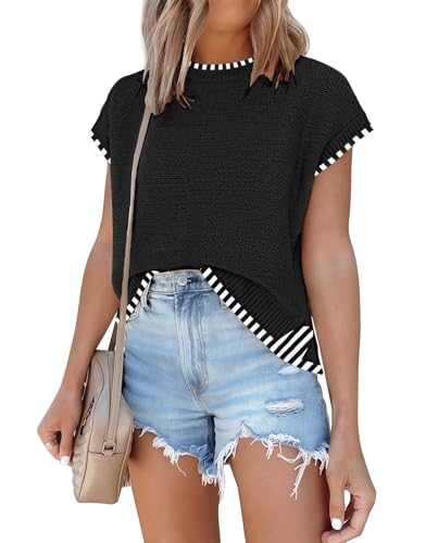 Image of Disamer Cap Sleeve Knit Sweater Tops Sleeveless Vest 2026 Spring Clothes Oversized Summer Tank Trendy Short Sleeve T Shirts