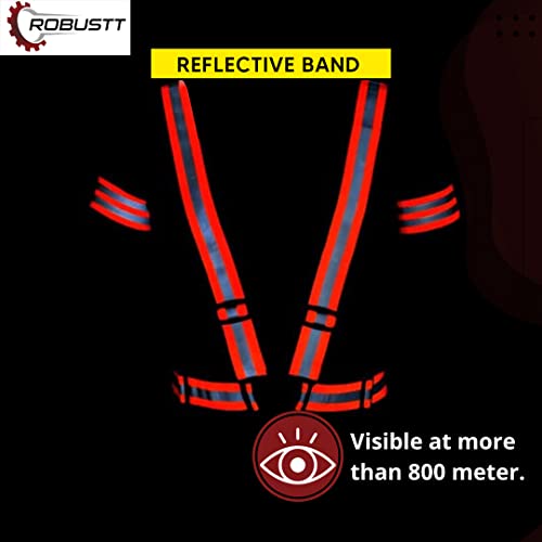 Image of Robustt High Visibility Protective Safety Reflective Vest Belt Jacket, Night Cycling Reflector Strips Cross Belt Stripes Adjustable Vest Safety Jacket