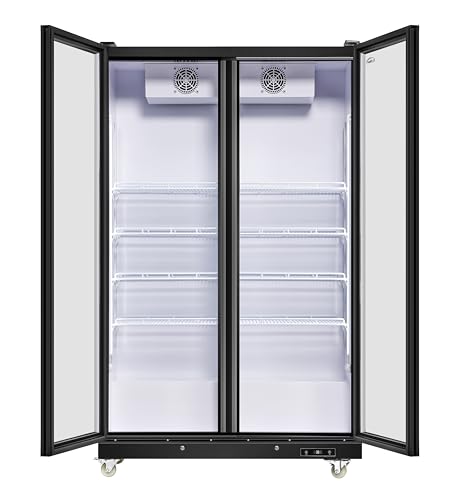 Image of KoolMore 47 in. Commercial 2 Fully Glass Door Merchandiser Refrigerator, 30 Cu. Ft. ETL Listed in Black (KM-MDR-2FGD)