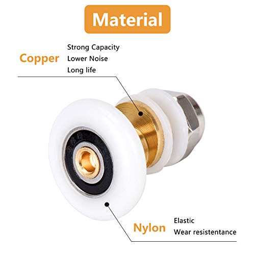 Queta 6Pcs X Shower Door Rollers,Roller Diameter 25Mm For The Bathroom Glass Sliding Door Pulleys/Runners/Wheels,Strong Load-Bearing Capacity, Ultra-Quiet Shower Glass Door Rollers Replacement #TOP5