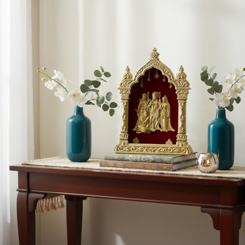 Image of EKA Temple Series Ramdarbar Tabletop |Gold Foil | Ram Sita Lakshman Hanuman Showpiece for Home Temple, Pooja Room & Office Decor | Diwali, Housewarming & Spiritual Gift (9cm x 4cm x 11cm)