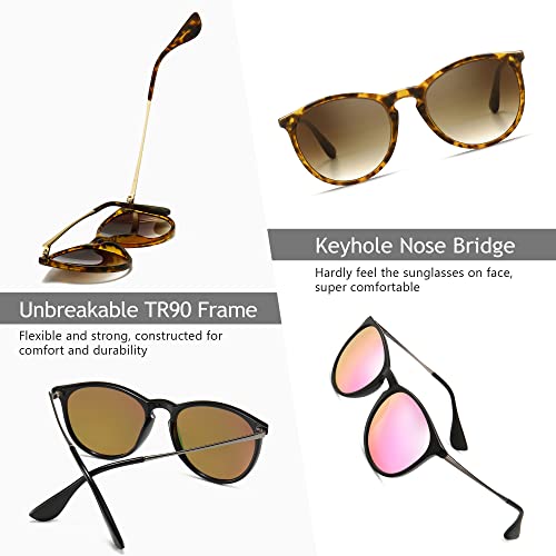 Image of SUNGAIT Vintage Round Sunglasses for Women Classic Retro Designer Style