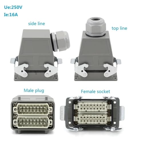 Conector resistente de 32 pines lateral con diseño compacto de alta seguridad 10A 3