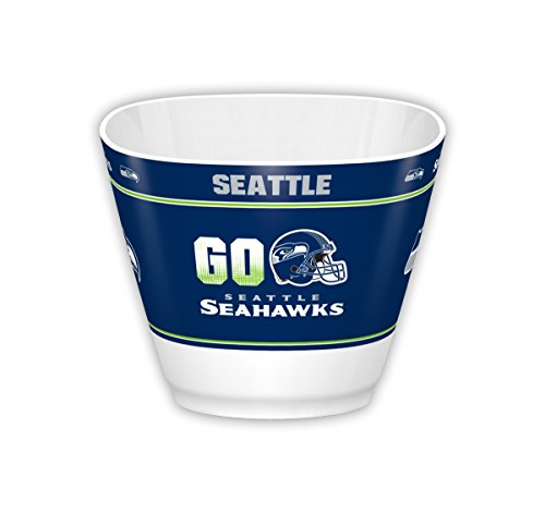 Fremont Die NFL Seattle Seahawks Party Snack Bowl, 7.85" Bowl (1 Gallon), White/Team Colors