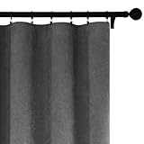 Fcosie Chenille 100% Blackout Curtain (72" Wx96 L, 1 Panel) | Dark Grey Insulated Curtains & Drapes with 4-in-1 Header Top (Rod Pocket, Flat Hooks, Back Tab & Hook Belt) | Energy Saving Drapery
