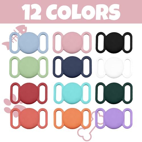 Personalized Dog Collar GPS Tracker Case, Tag Holder with Name & Phone Number, Custom Silicone Tag Case for Dog Collar, Customized Pet Tag Cover, Waterproof, 12 Colors — view 2