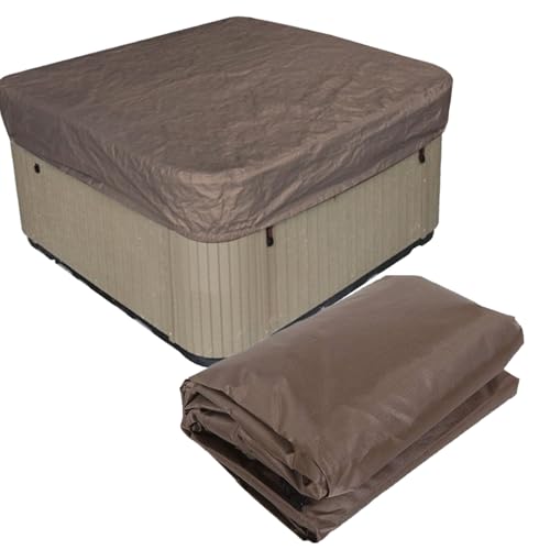 moyiw Waterproof Square Hot Tub Cover Protector - UV Resistant Outdoor Spa Cover, Rainproof Dustproof Solar Protection for Hot Tub Garden Furniture- Brown (231x231x30cm)