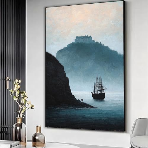 Toile de château sur colline avec cadre intérieur en bois robuste