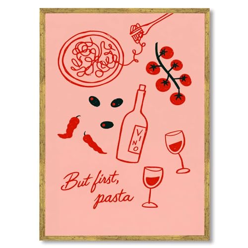 Framed Italian Food Poster Canvas Print Art for Kitchen Wall