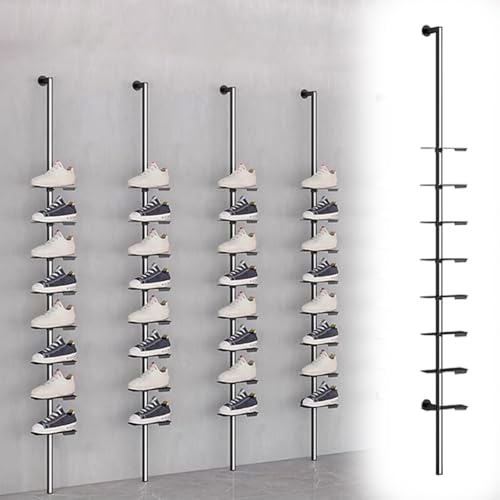 Zapatero ajustable, soporte para zapatos de ternera para venta al por menor y boutique, 155 cm, negro, perfecto para exhibiciones de calzado y ropa