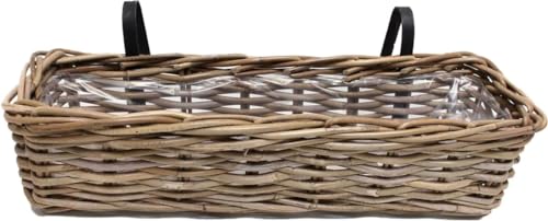 WDMT Rattan-Balkonkasten – Gerade – 60 x 18 x 16 cm – Balkonkorb – Hängende Balkonbox - Balkon Gartâ€¦ – Miniatur