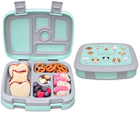 Bentgo® Kids Prints Leak-Proof, 5-Compartment Bento-Style Kids Lunch Box - Ideal Portion Sizes for Ages 3 to 7 - BPA-Free, Dishwasher Safe, Food-Safe Materials (Puppy Love)