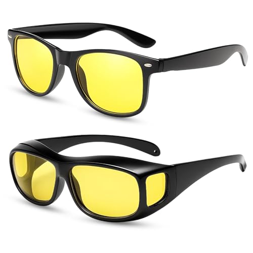 JazRvr 2 gafas de visión nocturna, gafas de conducción nocturna para hombre y mujer, gafas de visión nocturna para conductores