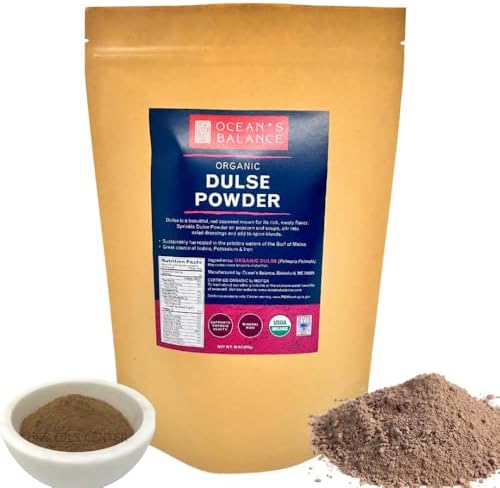 Organic Dulse Powder – Wild-Harvested Seaweed from the North Atlantic – Natural Sea Vegetable – Ocean’s Balance (16 oz)