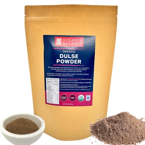 Organic Dulse Powder – Wild-Harvested Seaweed from the North Atlantic – Natural Sea Vegetable – Ocean’s Balance (16 oz)