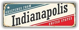 KW Vinyl Indianapolis Retro Travel Tin Sign Truck Car Window Bumper Sticker Decal 5"